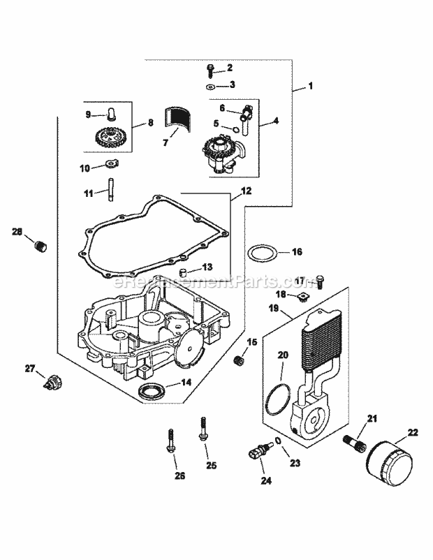 Cv745-0006 Oil Pan & Lubrication Diagram and Parts List for M60-KHEFI 53AB5HEX750-28-HP Cub Cadet Lawn Tractor